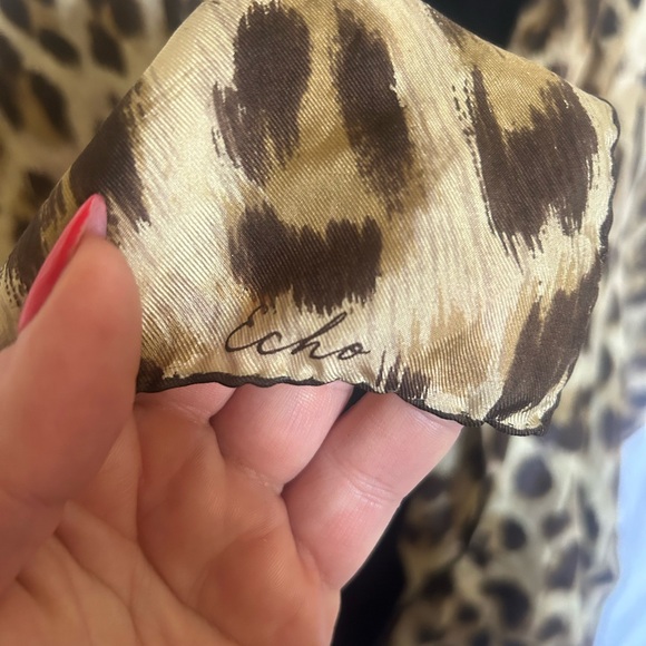 Echo Silk Leopard Print Scarf - Picture 3 of 3